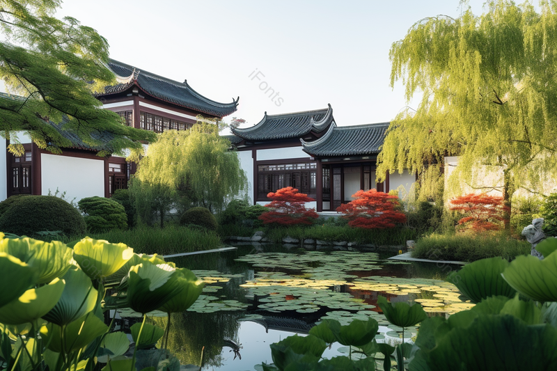 美丽的中式住宅小区绿化景,高清,摄影图,摄影图片,图片大全,摄影图免费下载